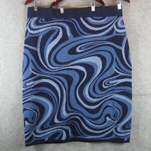 Nina Leonard Sweater Skirt 2X Blue Print